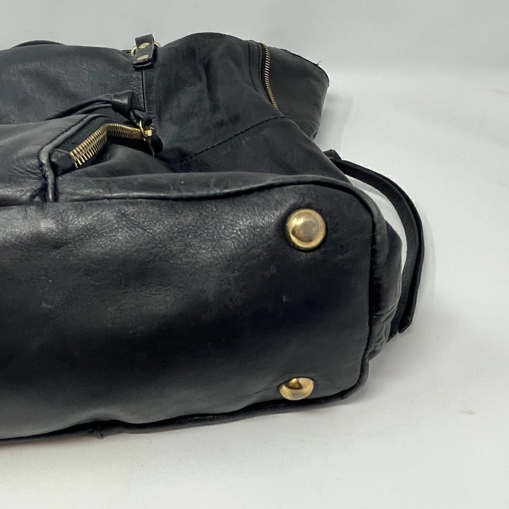 Kooba Everette tote shoulder bag black leather gold hardware women - Picture 6 of 15